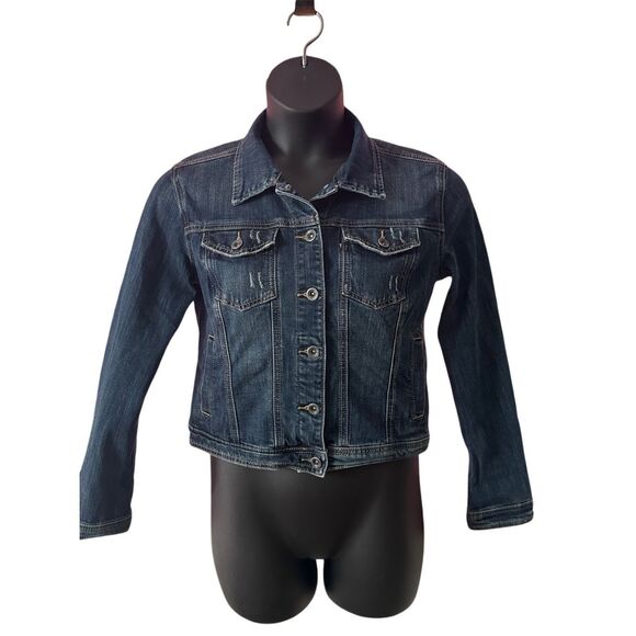 Miss bonbon Girl Dark Blue Graphic Print Denim Jacket Size XL - Picture 1 of 11